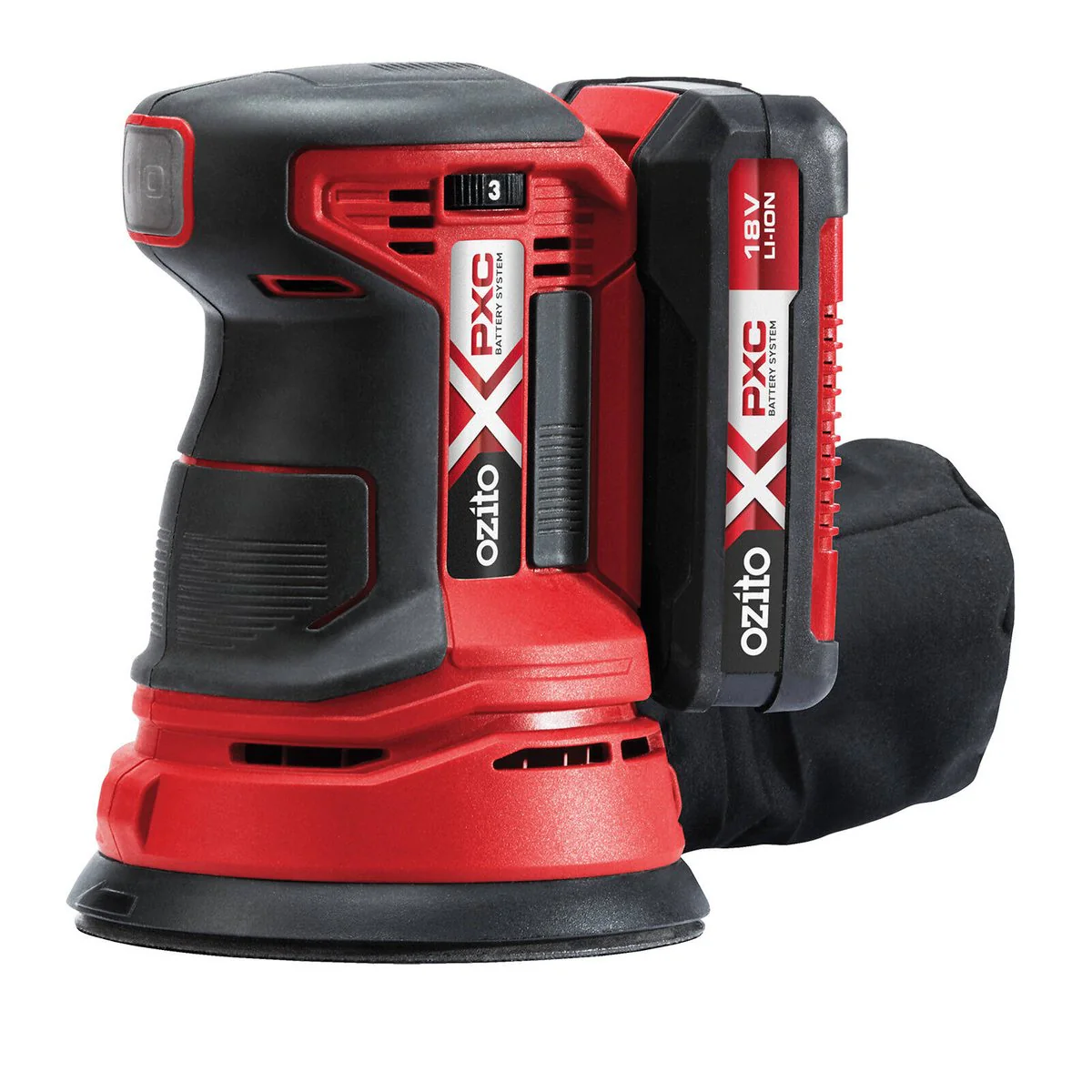 Ozito PXC 18V Random Orbital Sander Kit PROK 200 - 2.0Ah Battery - 175mm x 148mm x 240mm - Image 2