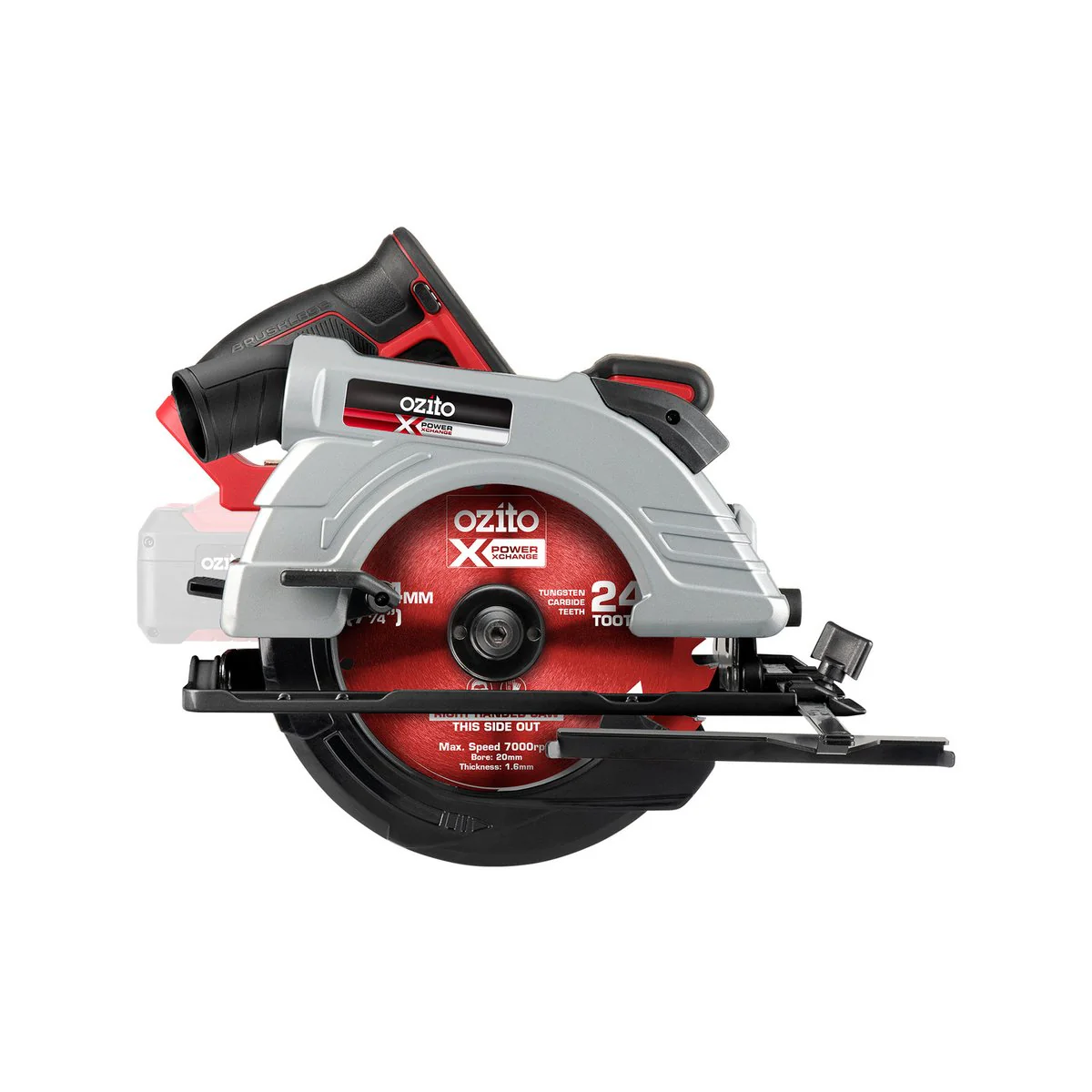 Ozito PXC Brushless Circular Saw - 18V - 184mm - Adjustable Depth - Red/Black - Image 2