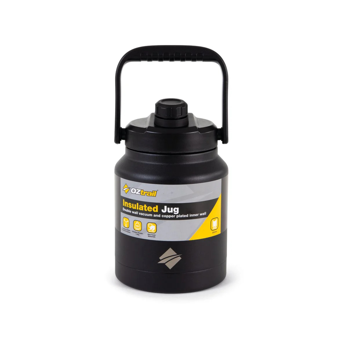 Oztrail 2.5L Insulated Jug Drink Flask - Matte Charcoal - 18/8 Stainless Steel - Image 2