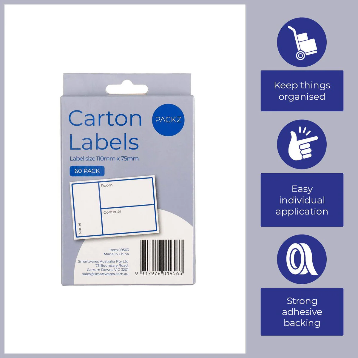 Packz Carton Labels - 110 x 75mm - 60 Pack - Strong Adhesive - Easy Application - Image 5