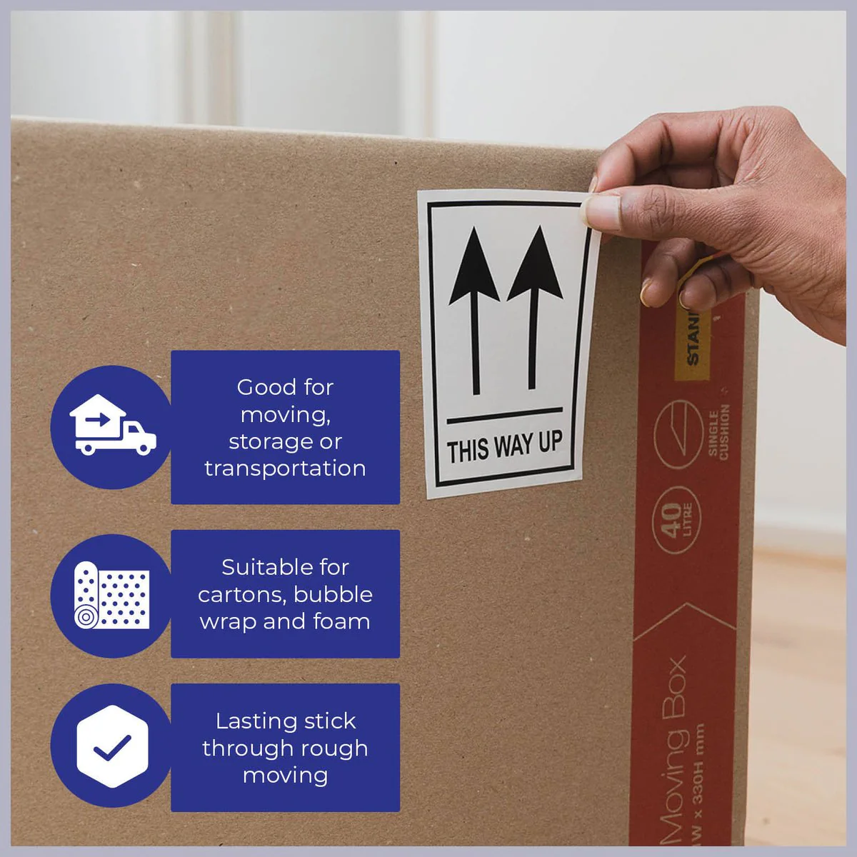 Packz This Way Up Label - 110 x 75mm - 60 Pack - Strong Adhesive - Image 4