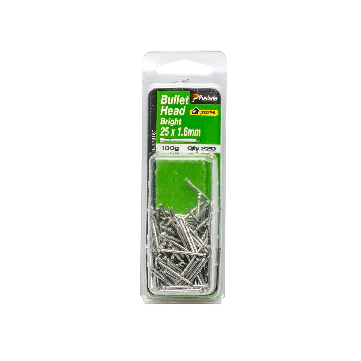 Paslode Bullet Head Nails 25mm Bright Steel 220 Pack Internal Use