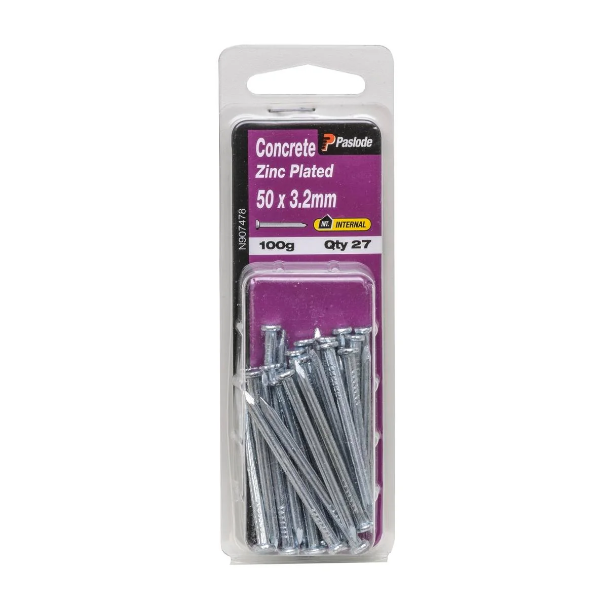 Paslode Concrete Nails 50mm 3.2mm Zinc Plated Steel 27 Pack