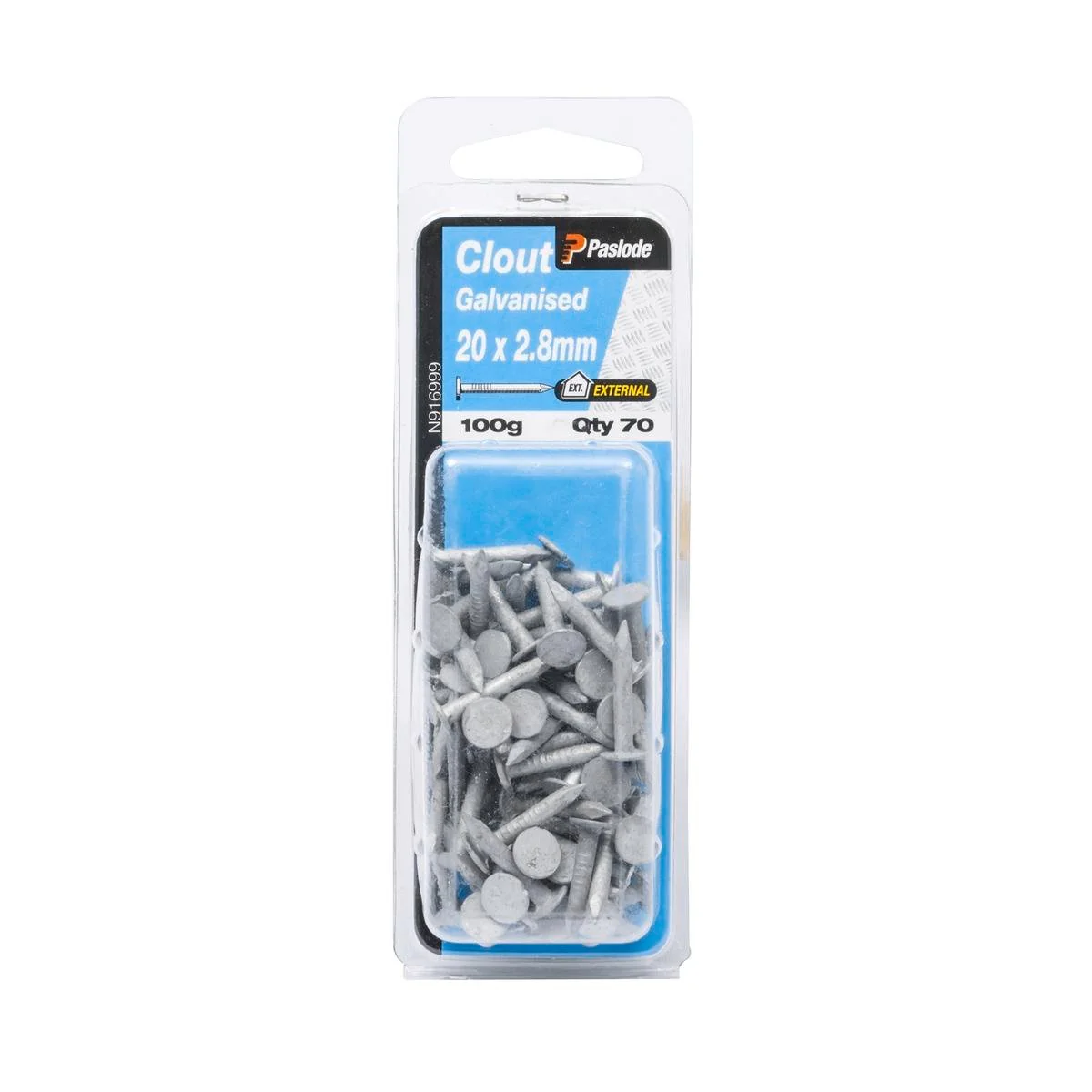 Paslode Galvanised Clout Nails 20mm 2.8mm 70 Pack Corrosion Resistant