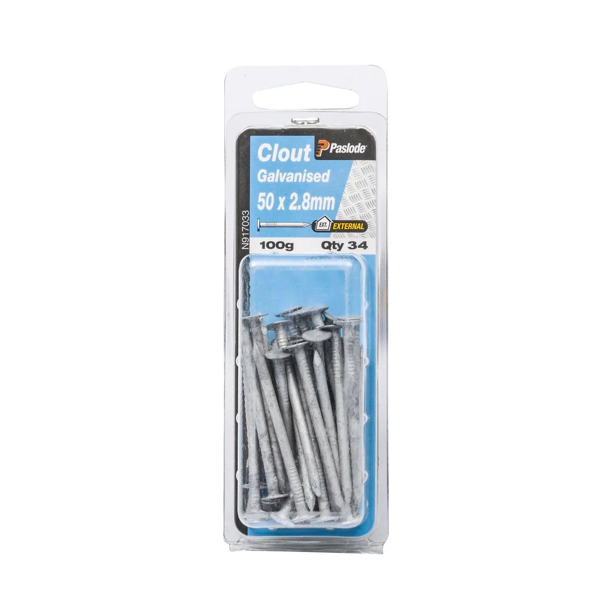 Paslode Galvanised Nails 50mm 2.8mm Corrosion Resistant Clouts 34 Pack