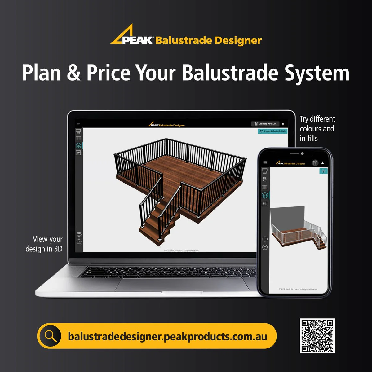 Peak White Aluminium Deck Balustrade Base Rail Support 2 Pack - Heavy Duty - 107mm x 50mm x 105mm - Secure Stability - Image 3