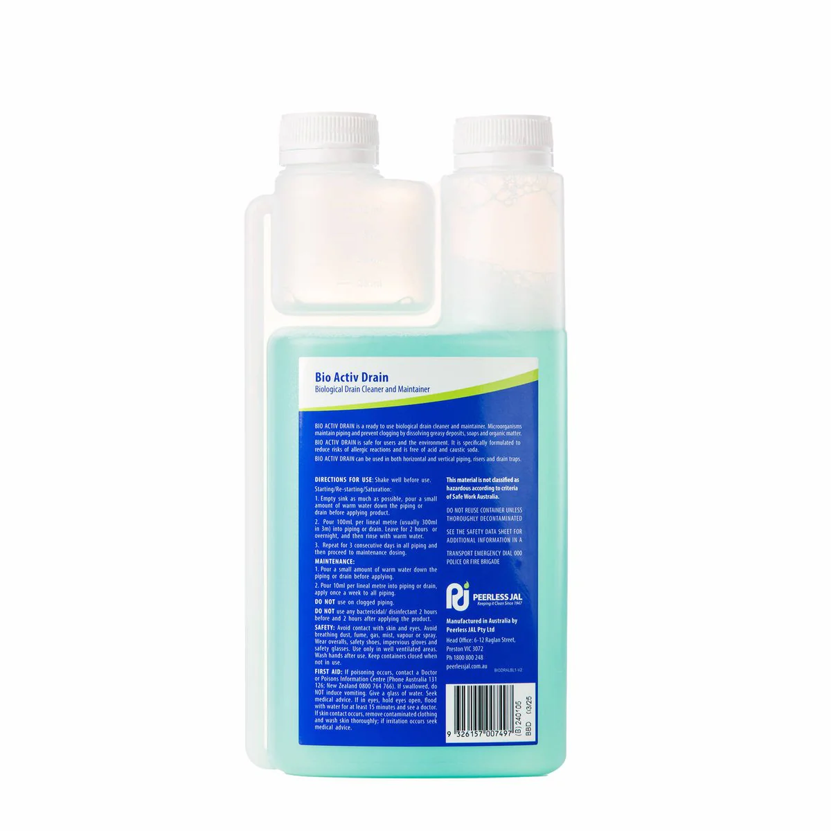 Peerless Jal Bio Activ Drain Cleaner - 1L - Liquid - Odour Eliminator - Image 2