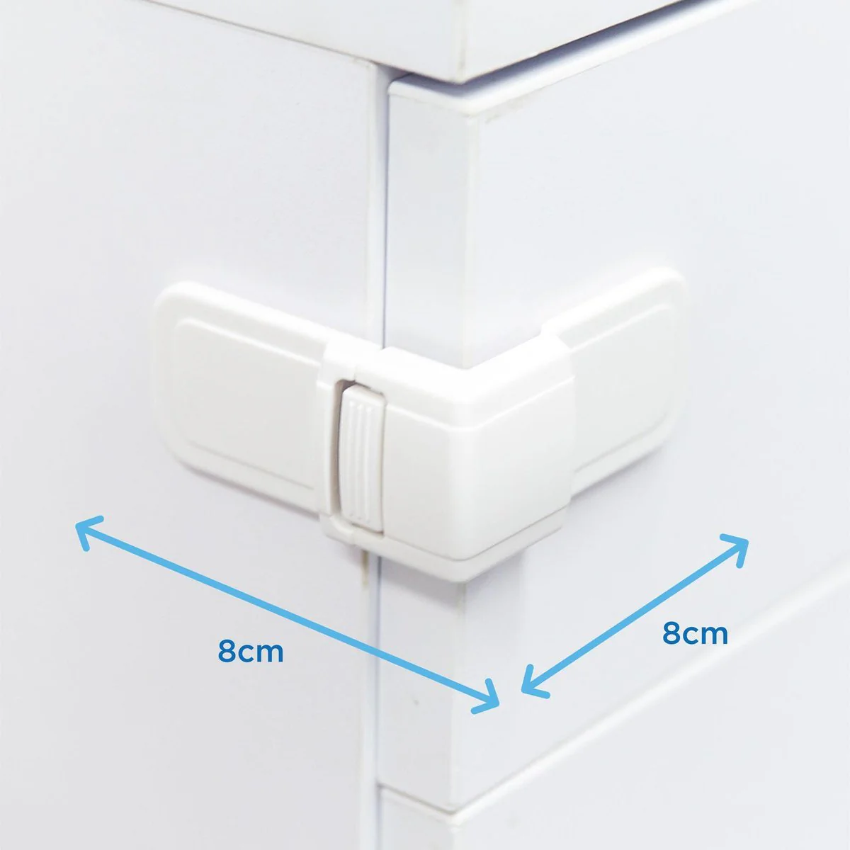 Perma Child Safety Corner Drawer Locks 4 Pack - 120mm x 190mm - White - Image 5