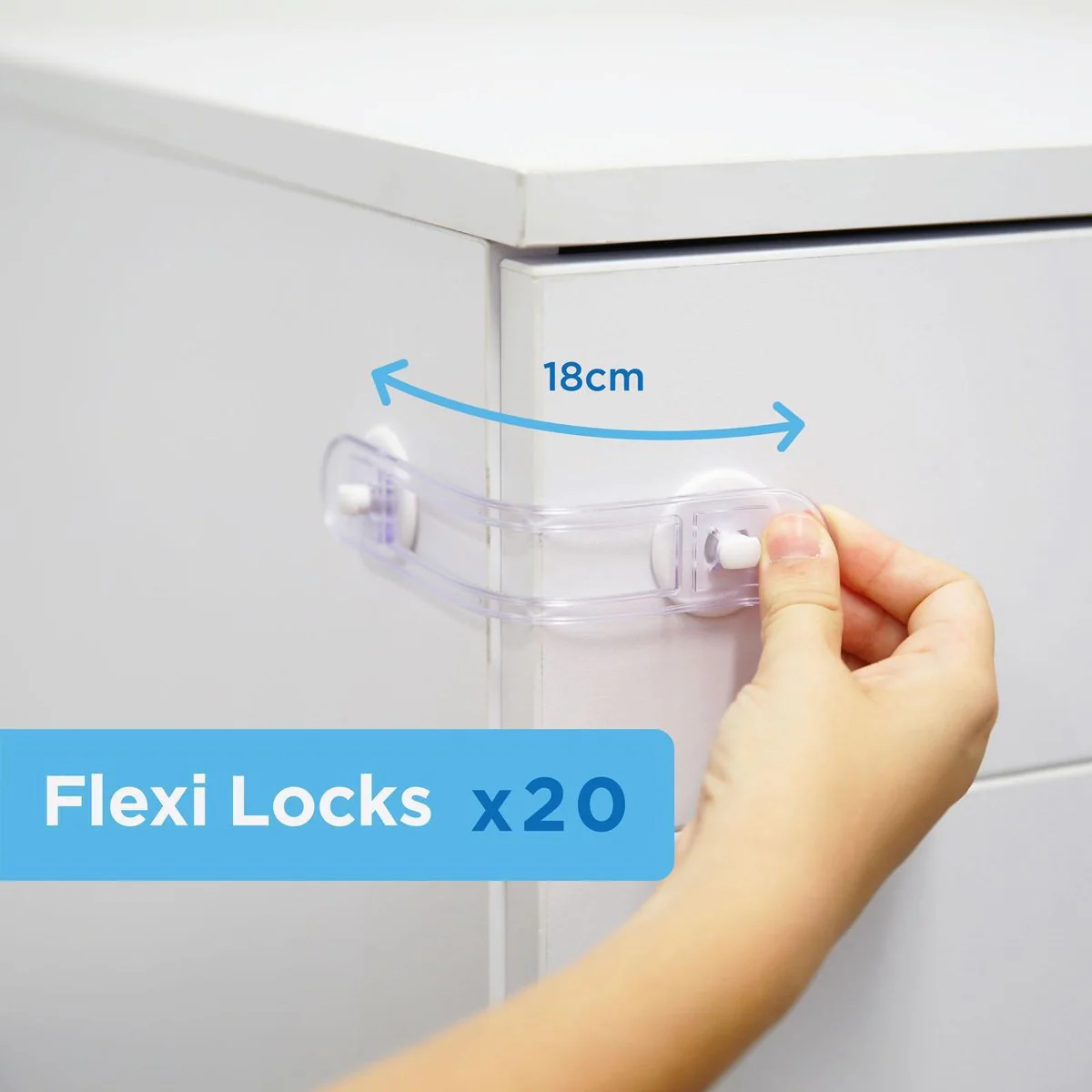 Perma Child Safety Flexi Locks - 18cm - Plastic - 20 Pack - Strong Adhesive - Image 2