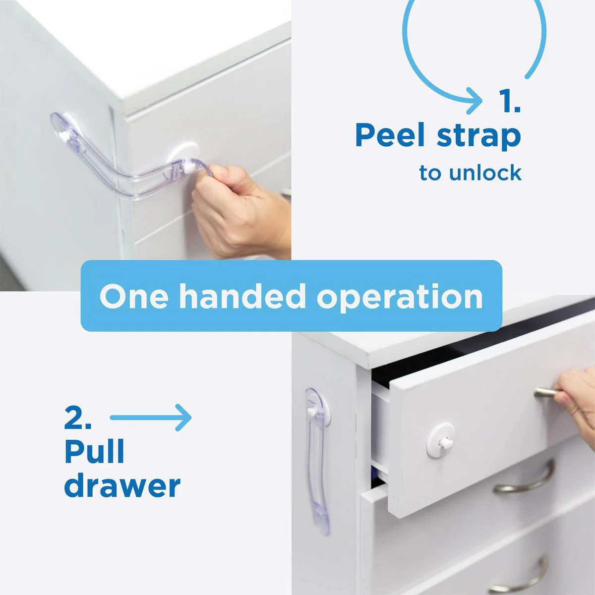 Perma Child Safety Flexi Locks - 23cm - Plastic - One-Handed Operation - 4 Pack - Image 4