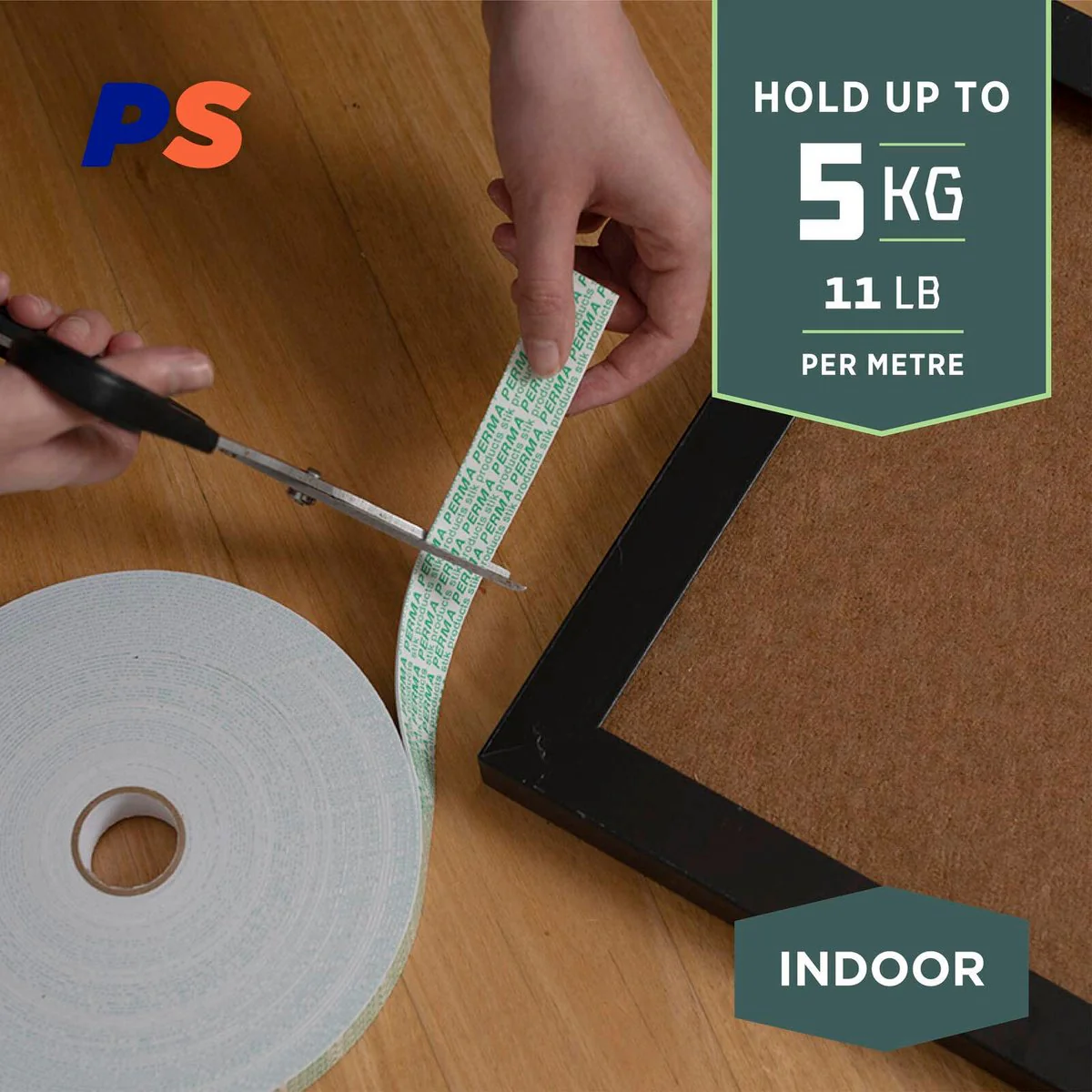 Permastik Indoor Mounting Tape - 12mm x 5m - EVA Foam - 5kg Hold - Image 2