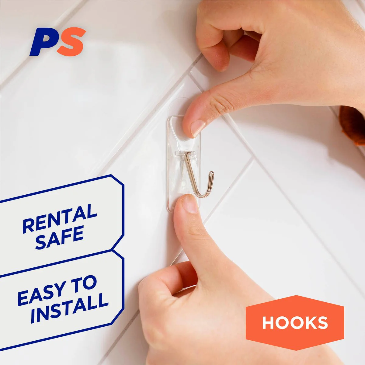 Permastik Medium Clear Kitchen Hooks 4 Pack - Holds 750g - 25mm x 20mm x 60mm - Image 3