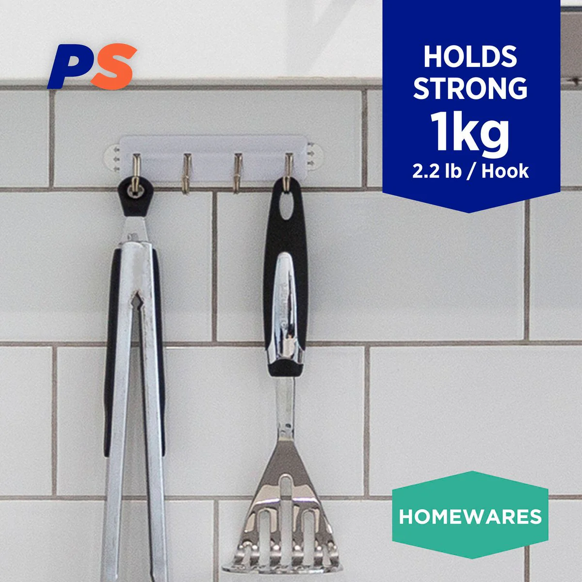 Permastik Kitchen Utility Rack - 120mm - Self-Adhesive - Holds 1kg - Image 2