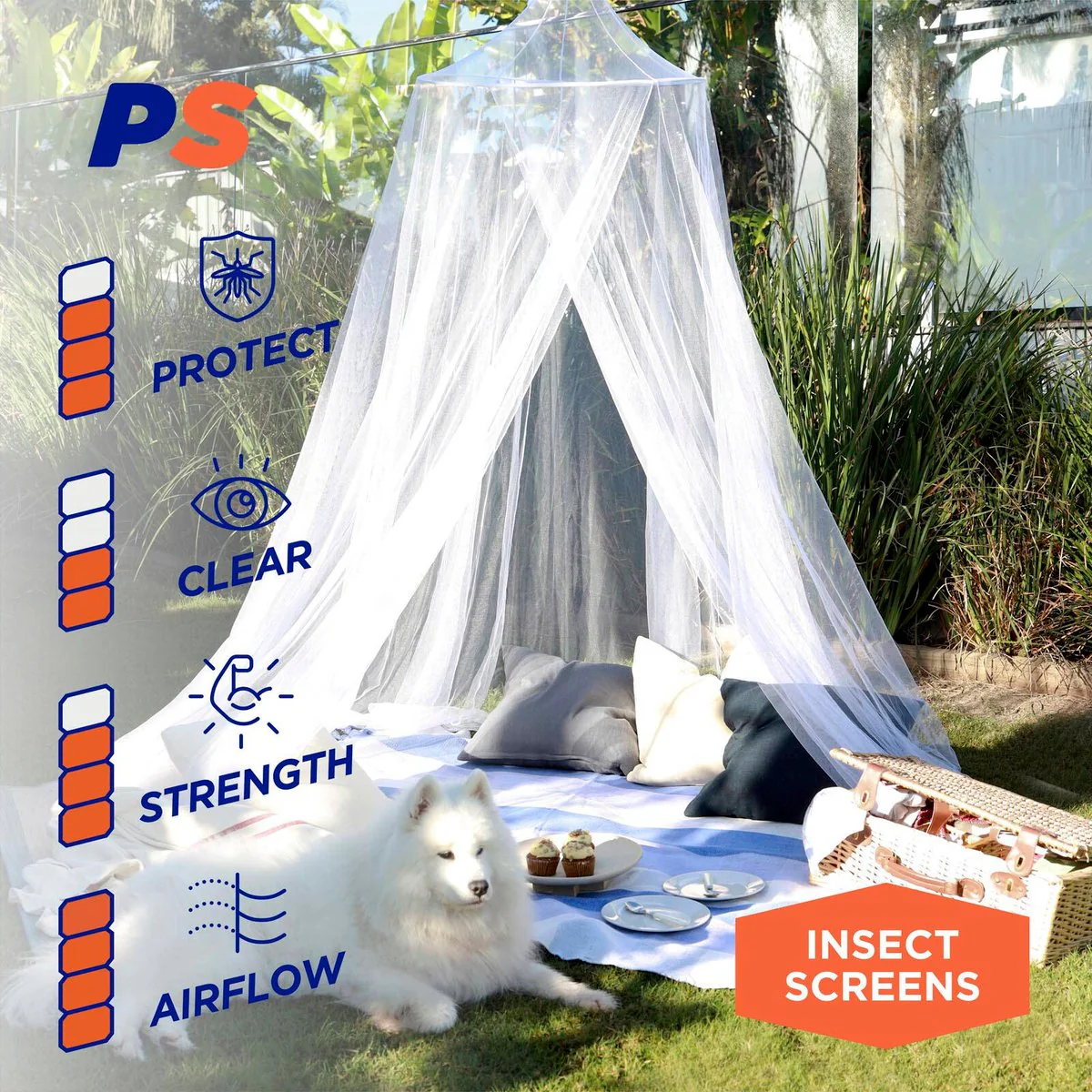Permastik Large Mosquito Bed Net Kit - Fits King Beds - 2.5m Height - White - Image 3