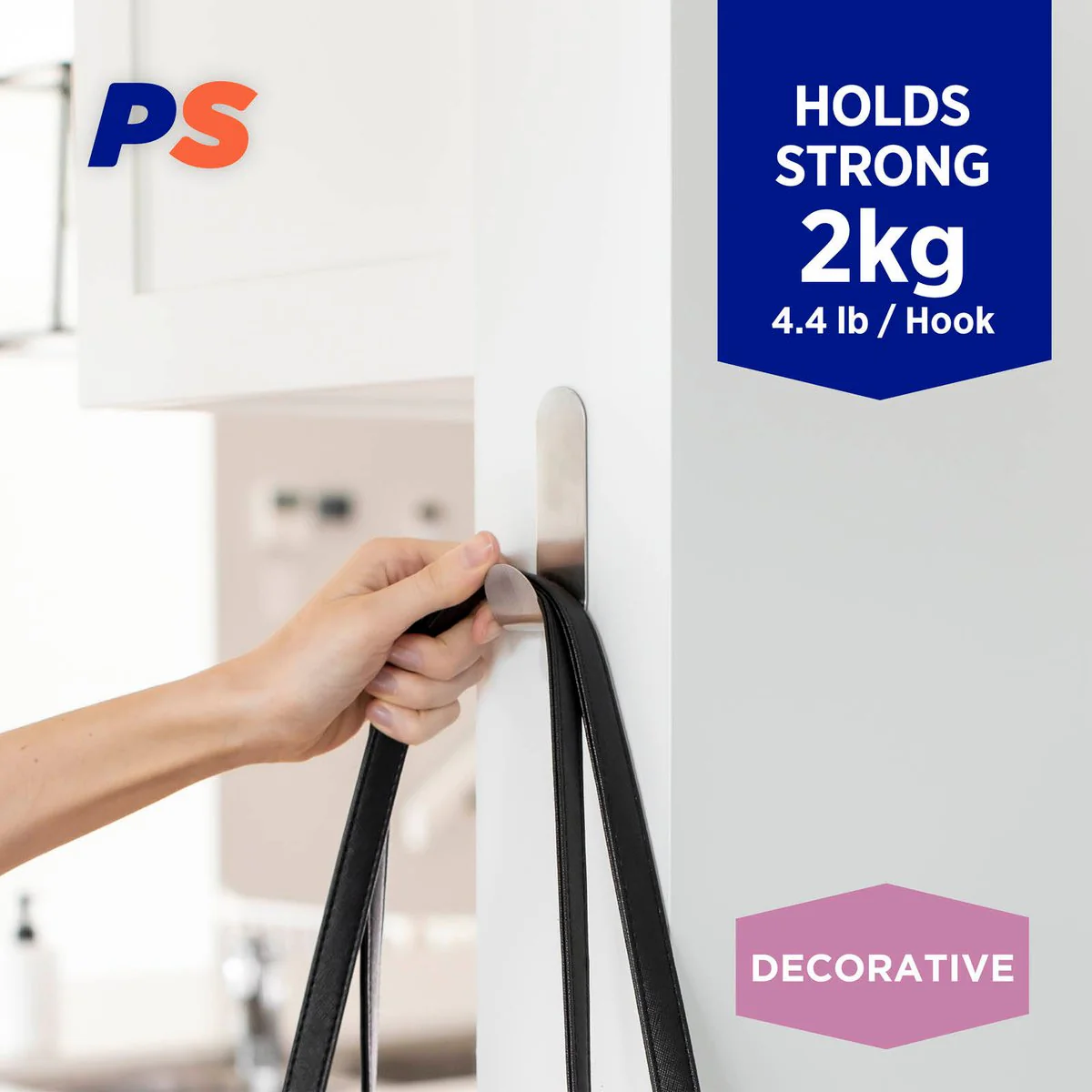 Permastik Large Steel Metal Hook - 1 Pack - Stainless Steel - Easy Apply - Image 2