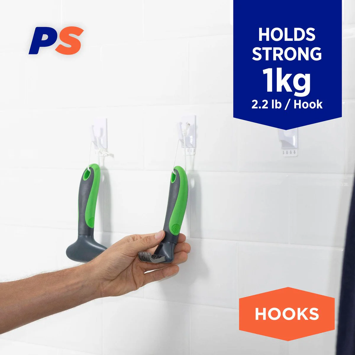 Permastik Medium Utility Hooks 6 Pack - 1kg Capacity - White - 110mm x 225mm - Image 2
