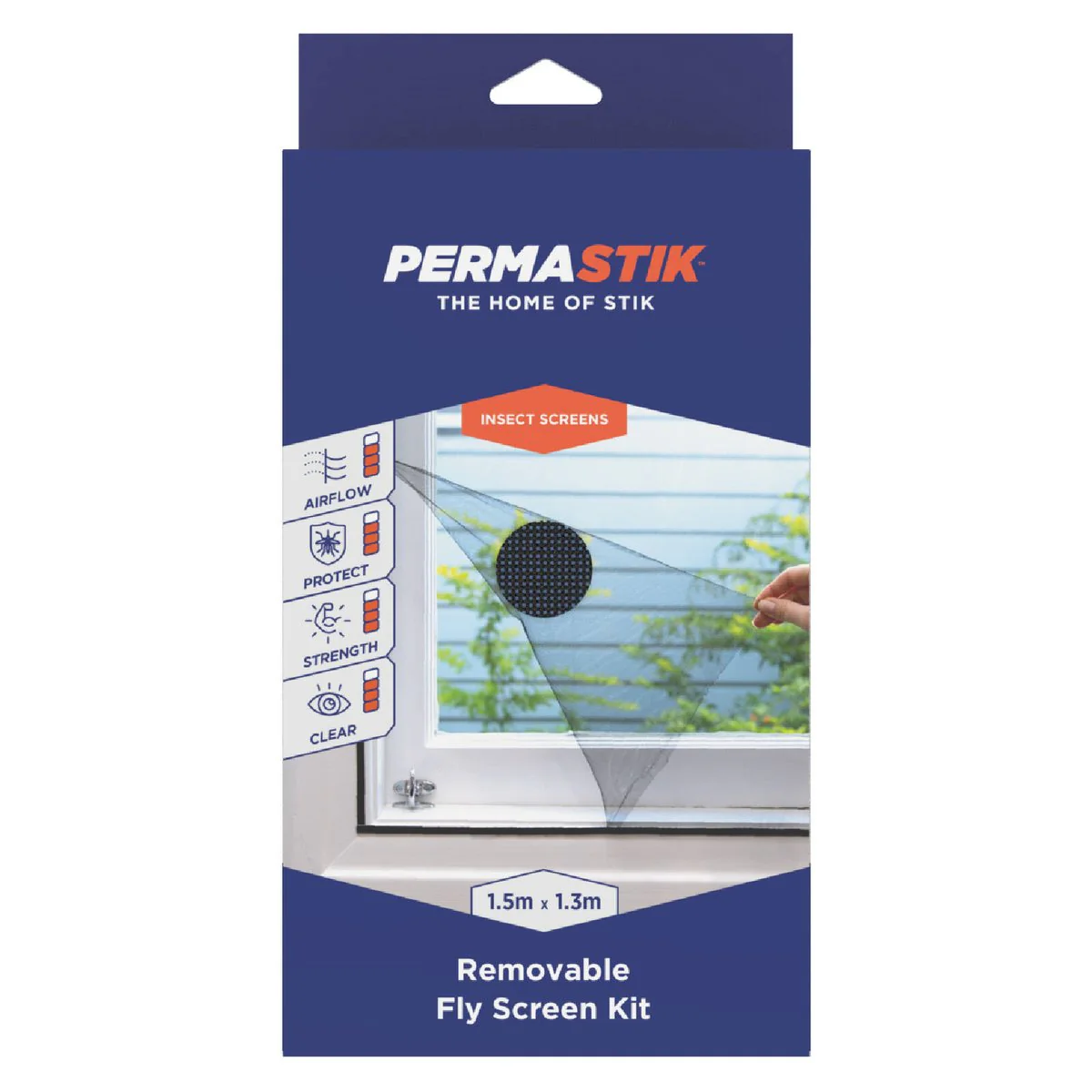 Permastik Removable Insect Screen - 1.5m x 1.3m - Polyester - DIY Installation