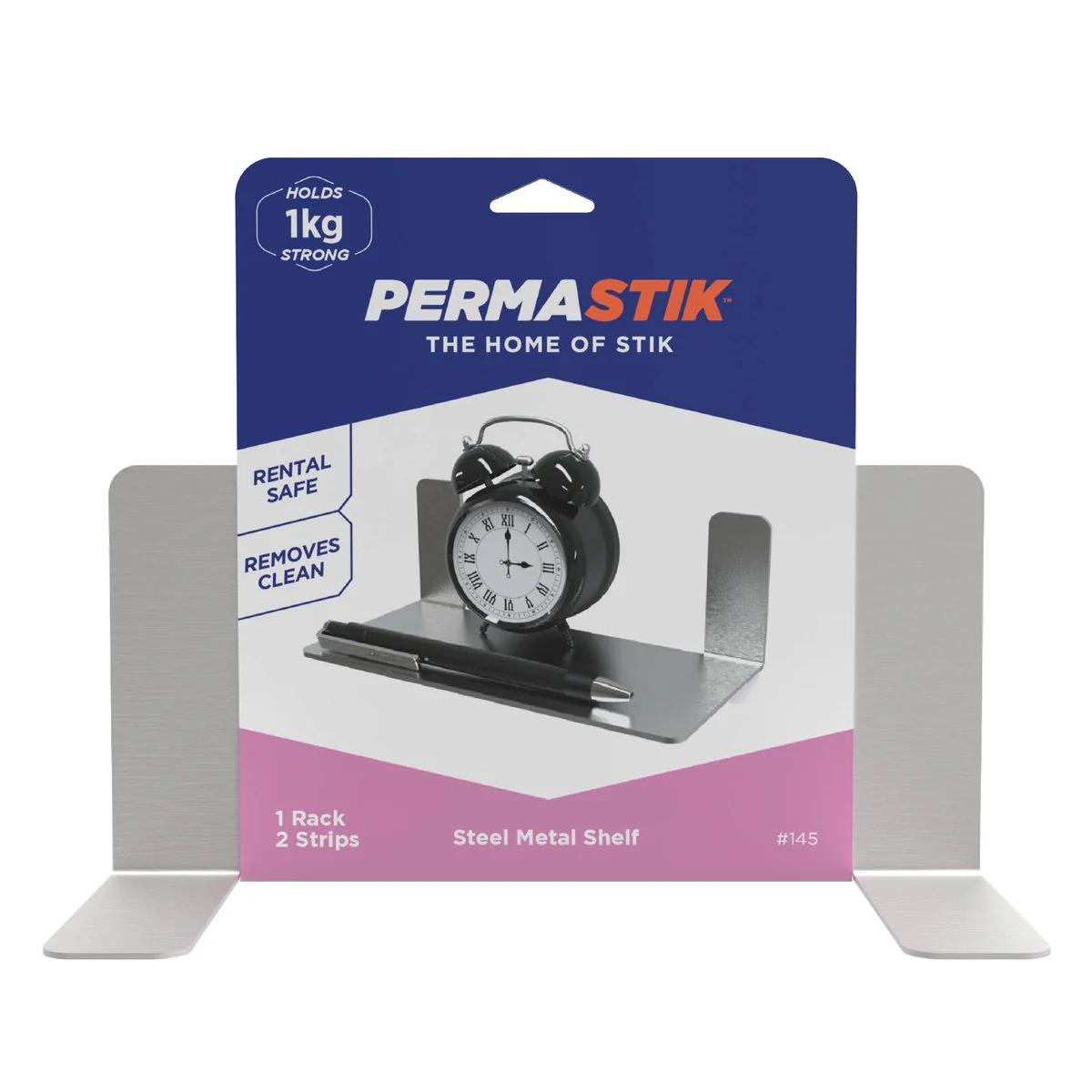Permastik Steel Metal Shelf - 150mm x 70mm - Stainless Steel - Easy Apply