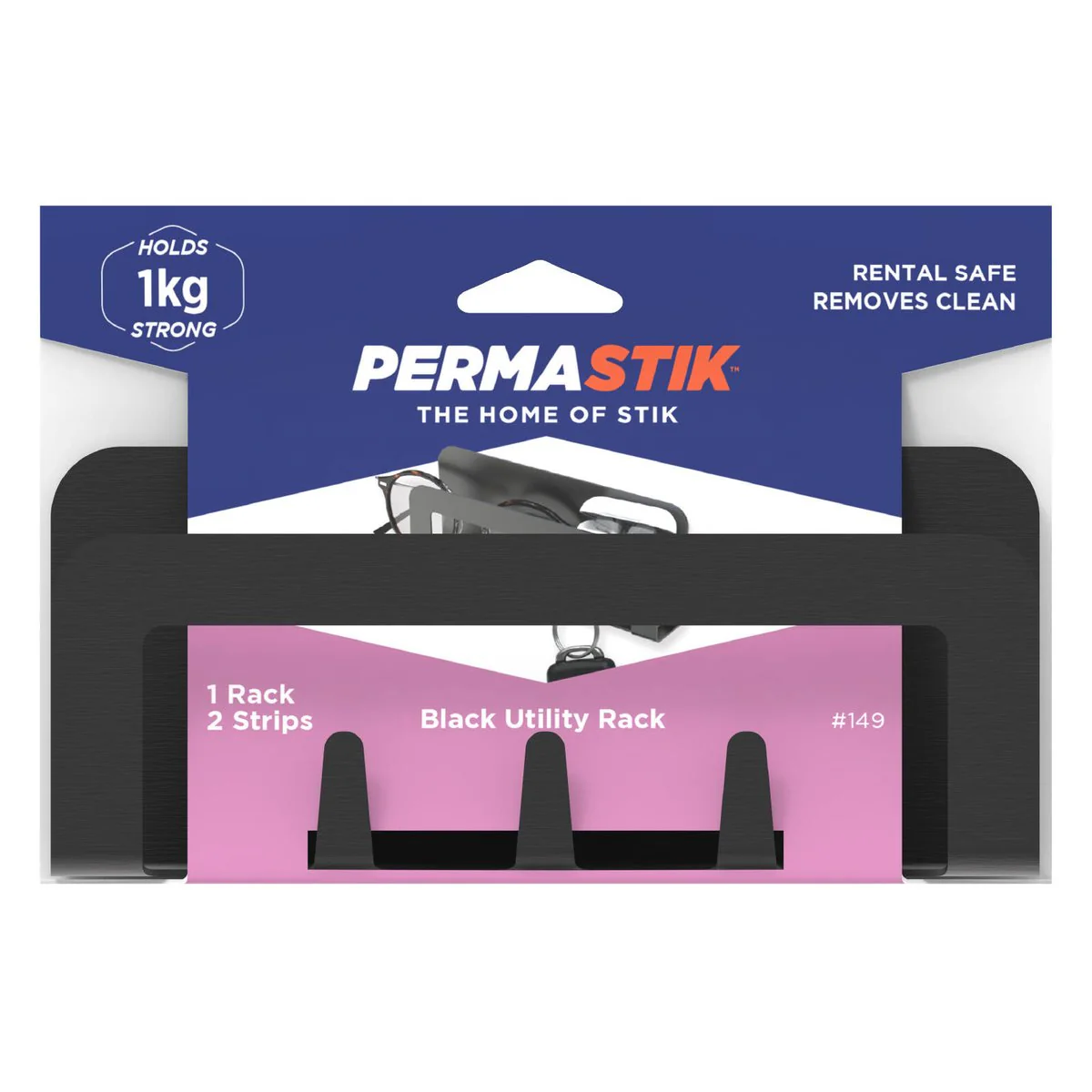 Permastik Utility Rack - 140mm x 60mm - Stainless Steel - Matte Black
