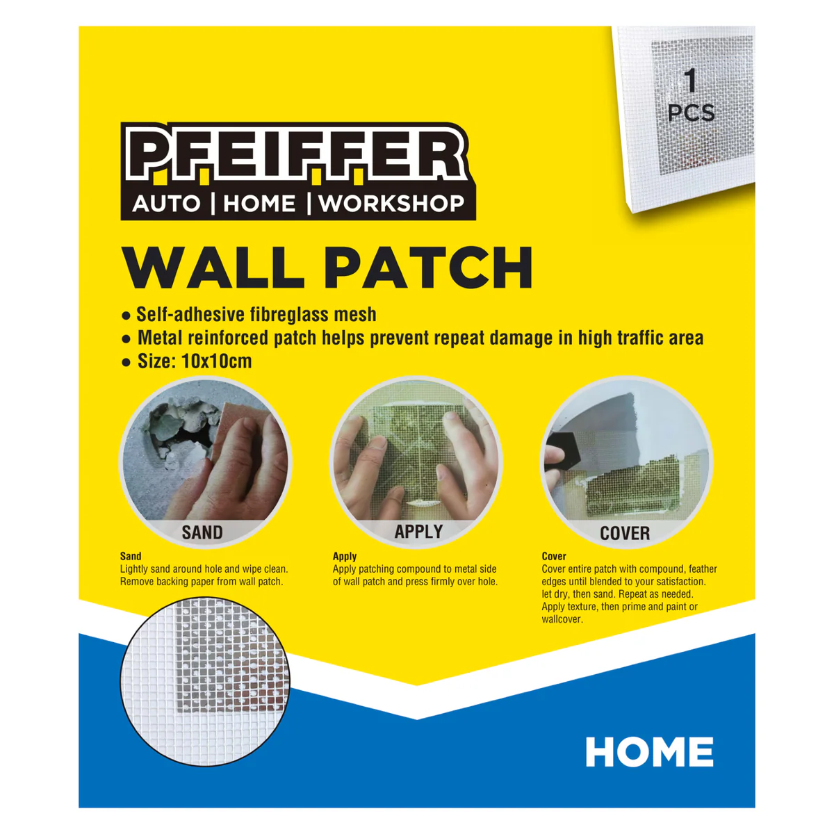 Pfeiffer Plaster Repair Wall Patch - 100mm - Fibreglass - Paintable