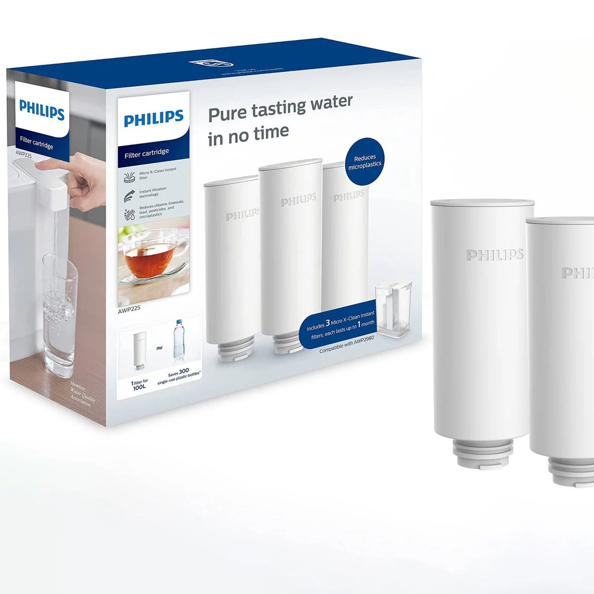 Philips 100L White Instant Powered Pitcher Water Filter - Fast Filtration - Compact Design