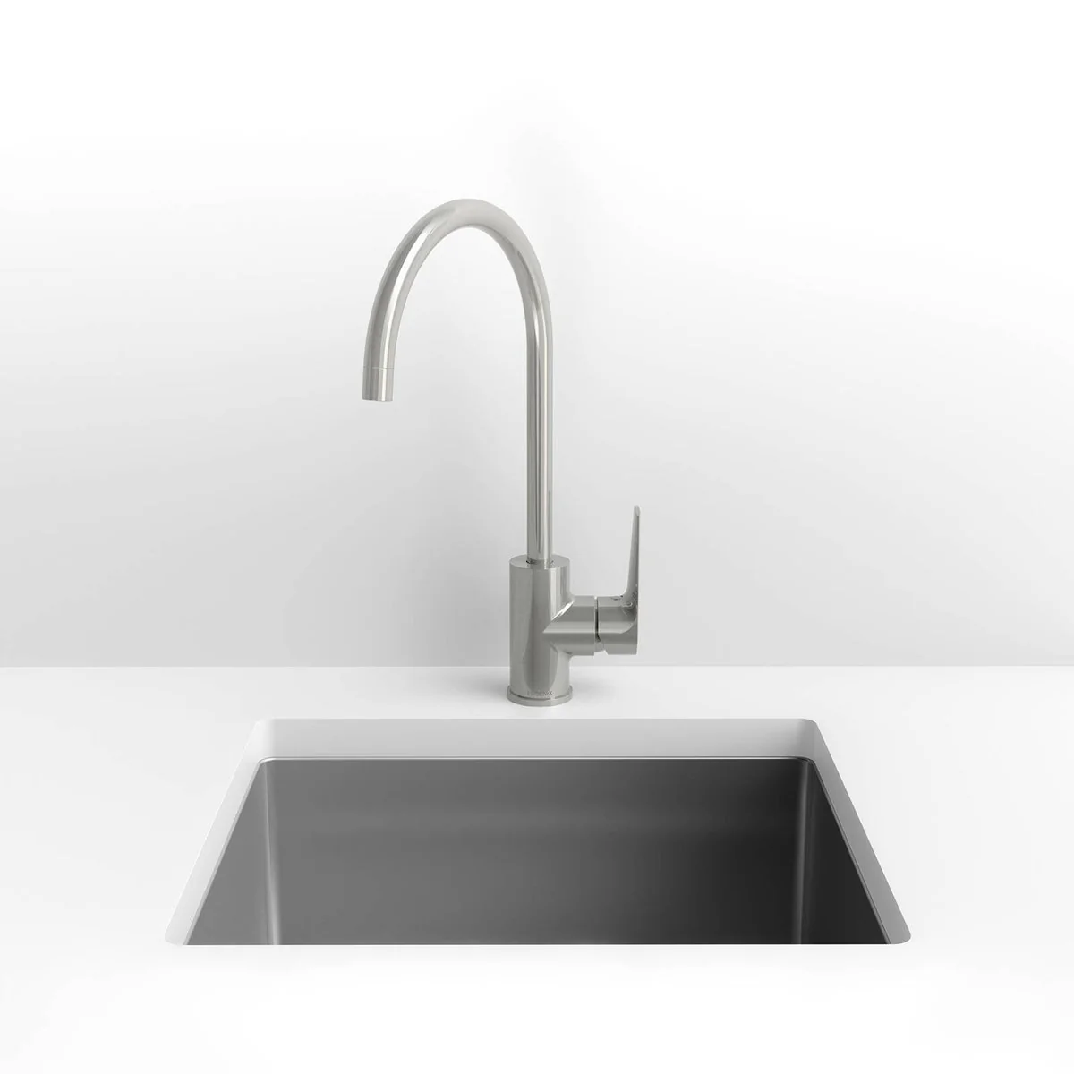 Phoenix Brushed Nickel Bailey Sink Mixer - 360° Swivel Spout - Lead-Free Brass - 99mm x 370mm x 237mm - Image 3