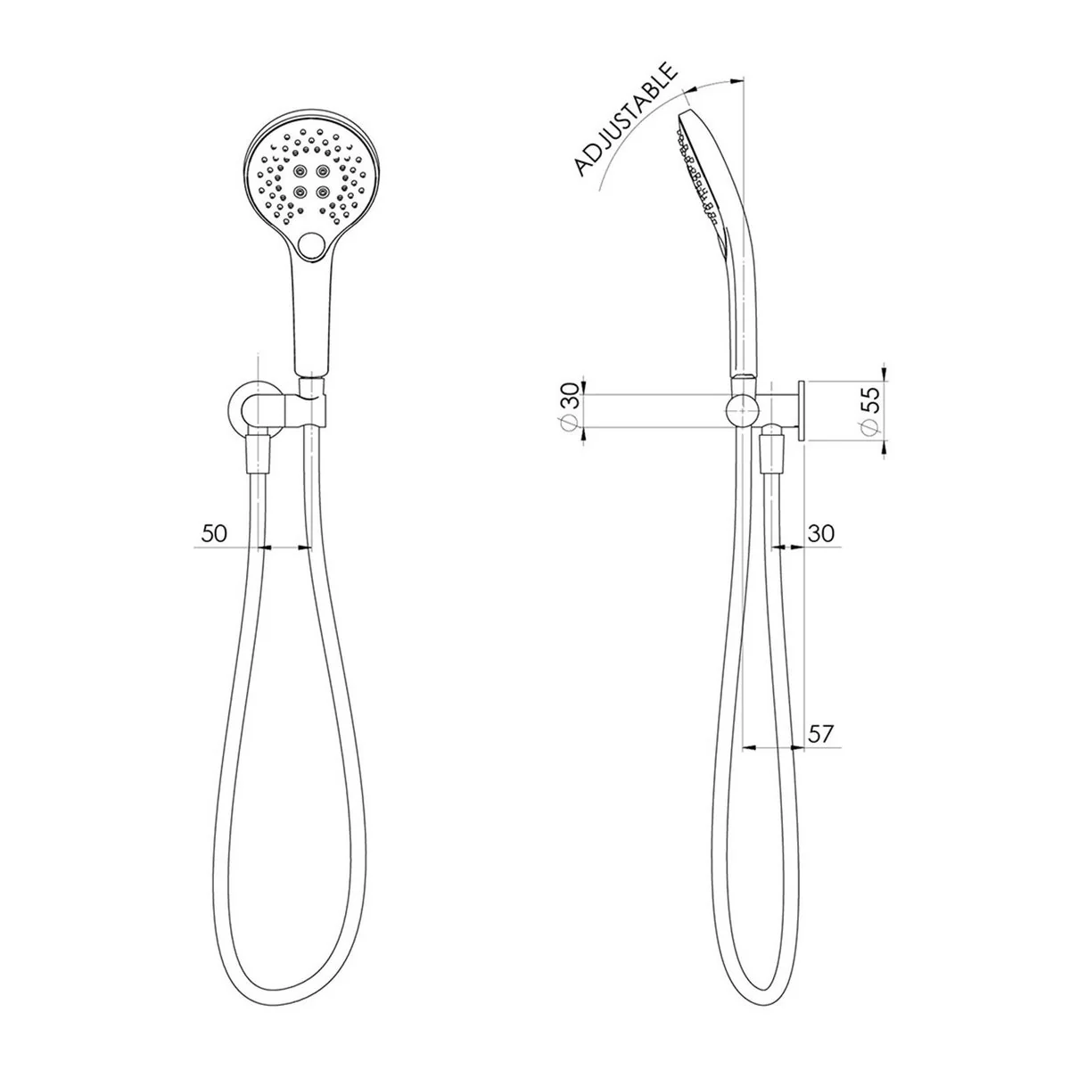Phoenix Tapware Aplo Hand Shower - 3 Function - 8.5L/min - Chrome - Drill-Free Installation - Image 2