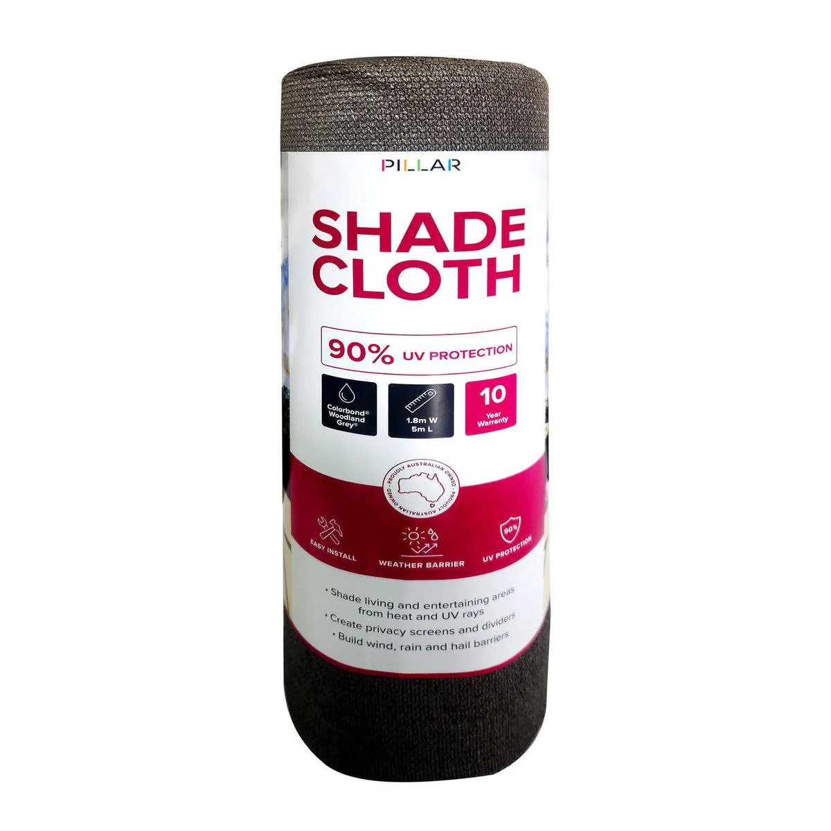 Pillar 1 Shade Cloth - 83 x 5m - Woodland Grey - HDPE - 90% UV Protection