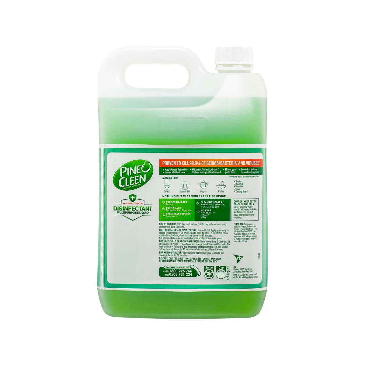 Pine O Cleen Eucalyptus Disinfectant Liquid - 5L - Hospital Grade - 99.9% Germ Kill - Image 2