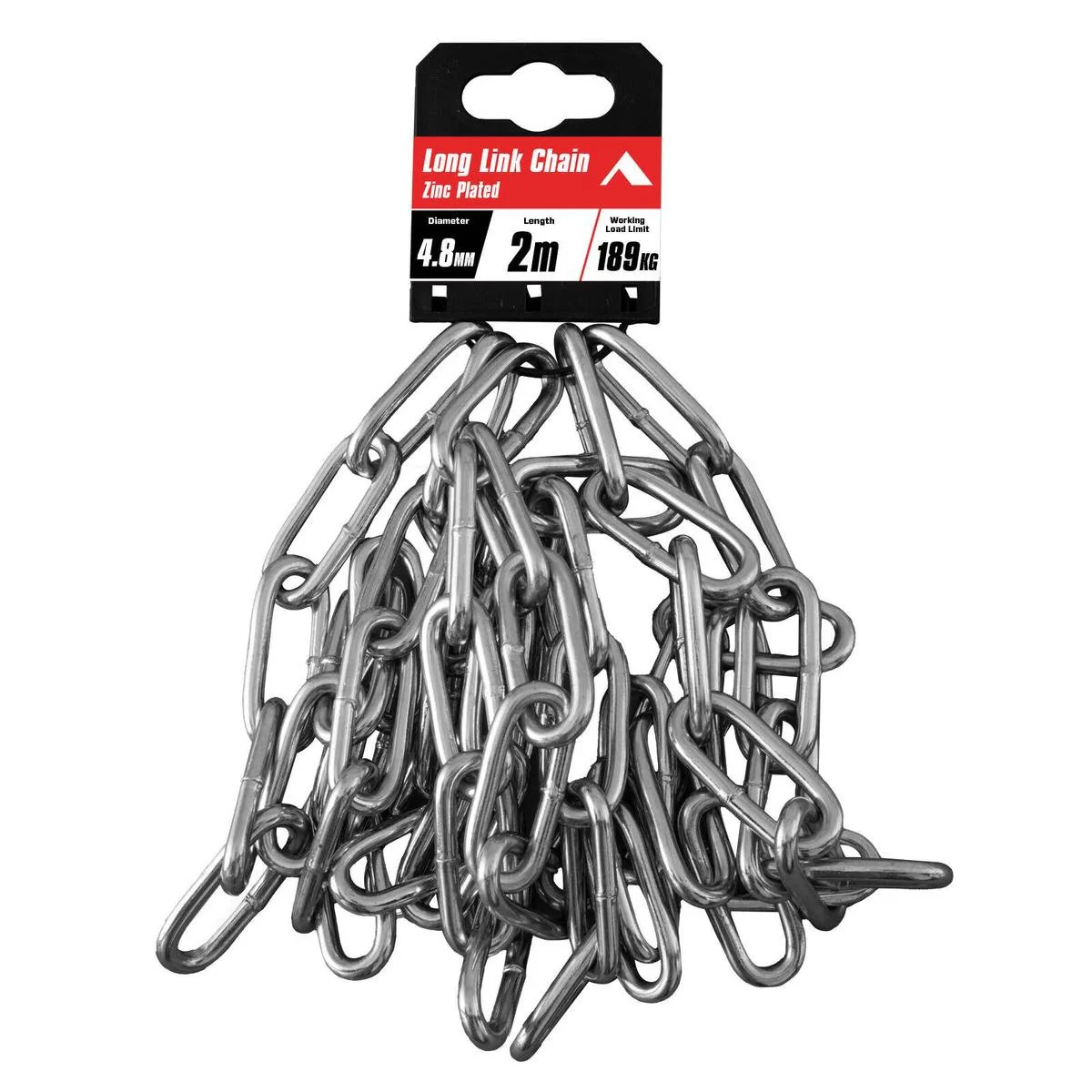 Pinnacle 4 Zinc Plated Long Link Chain 8mm x 2m - Rust Protection - 189kg Load Rating