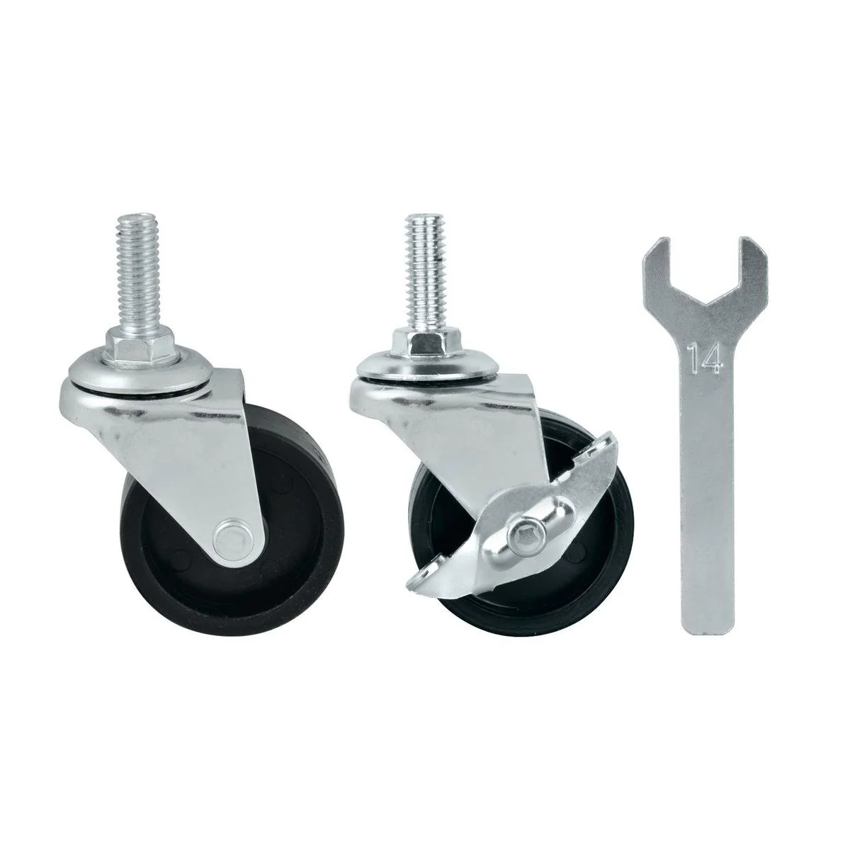 Pinnacle Chrome Wire Shelving Castors 50mm - 2 Pack - Smooth Mobility - Silver