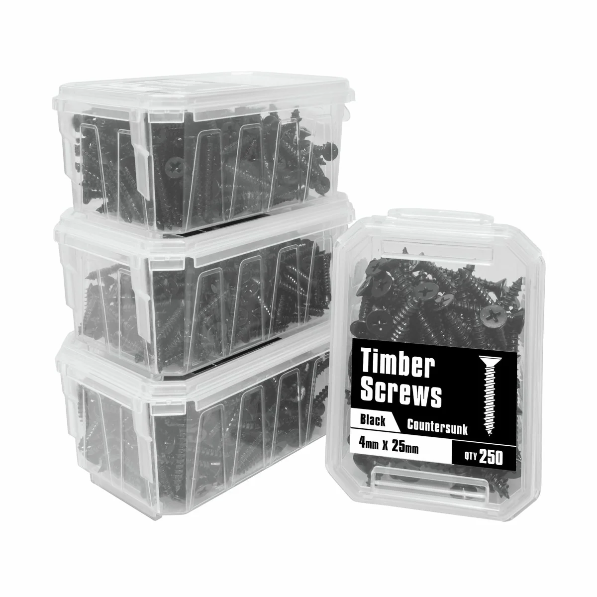 Pinnacle Countersunk Timber Screws - 4 x 25mm - Metal - Black Finish - Image 3