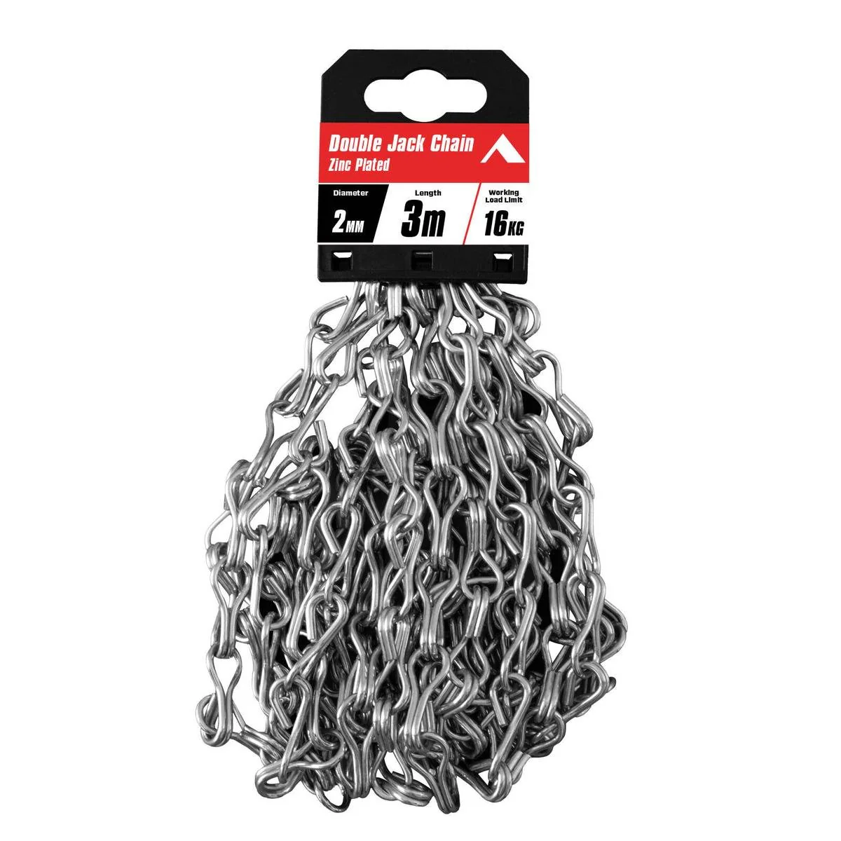 Pinnacle Double Jack Chain 2mm x 3m - Zinc Plated - 16kg Load Rating