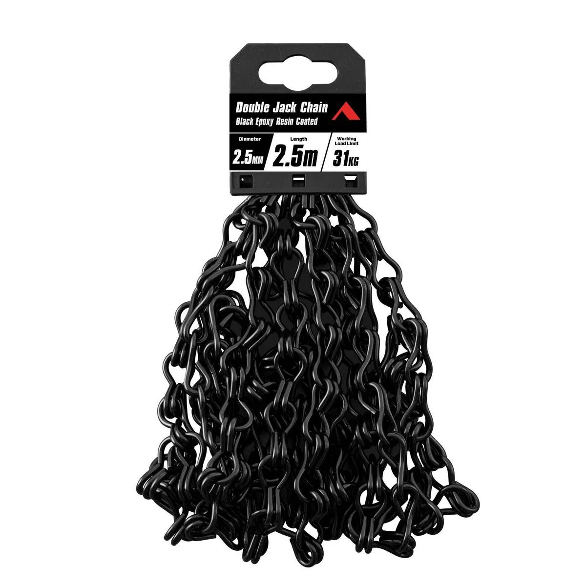 Pinnacle Double Jack Chain 5mm x 2.5m - Black Matte - 31kg Load Rating