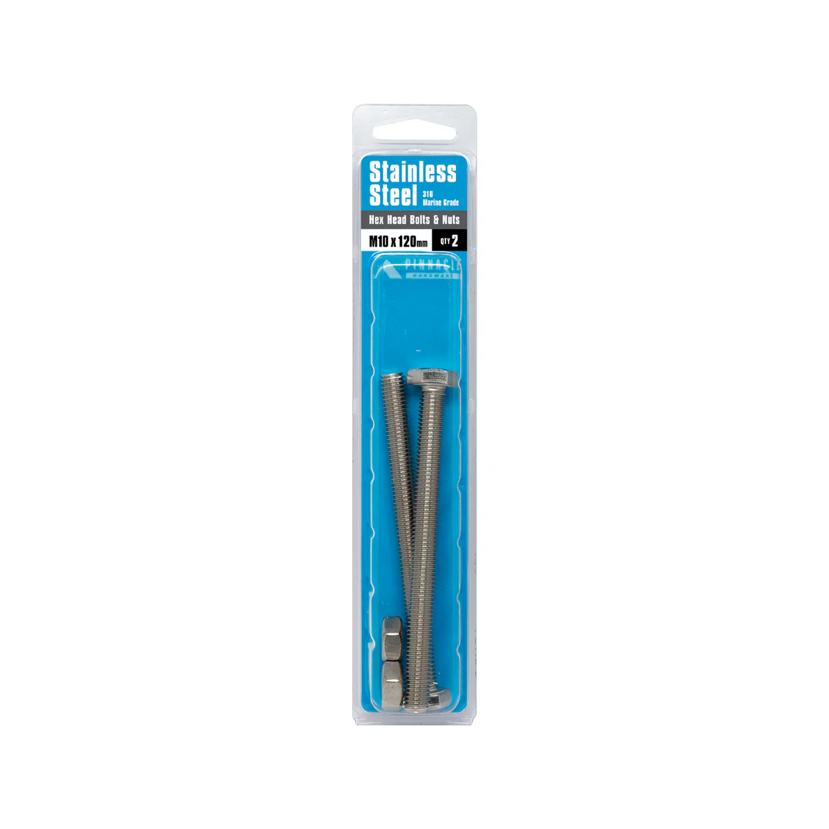 Pinnacle Hex Head Bolts - M10 x 120mm - Stainless Steel - 2 Pack - Image 3