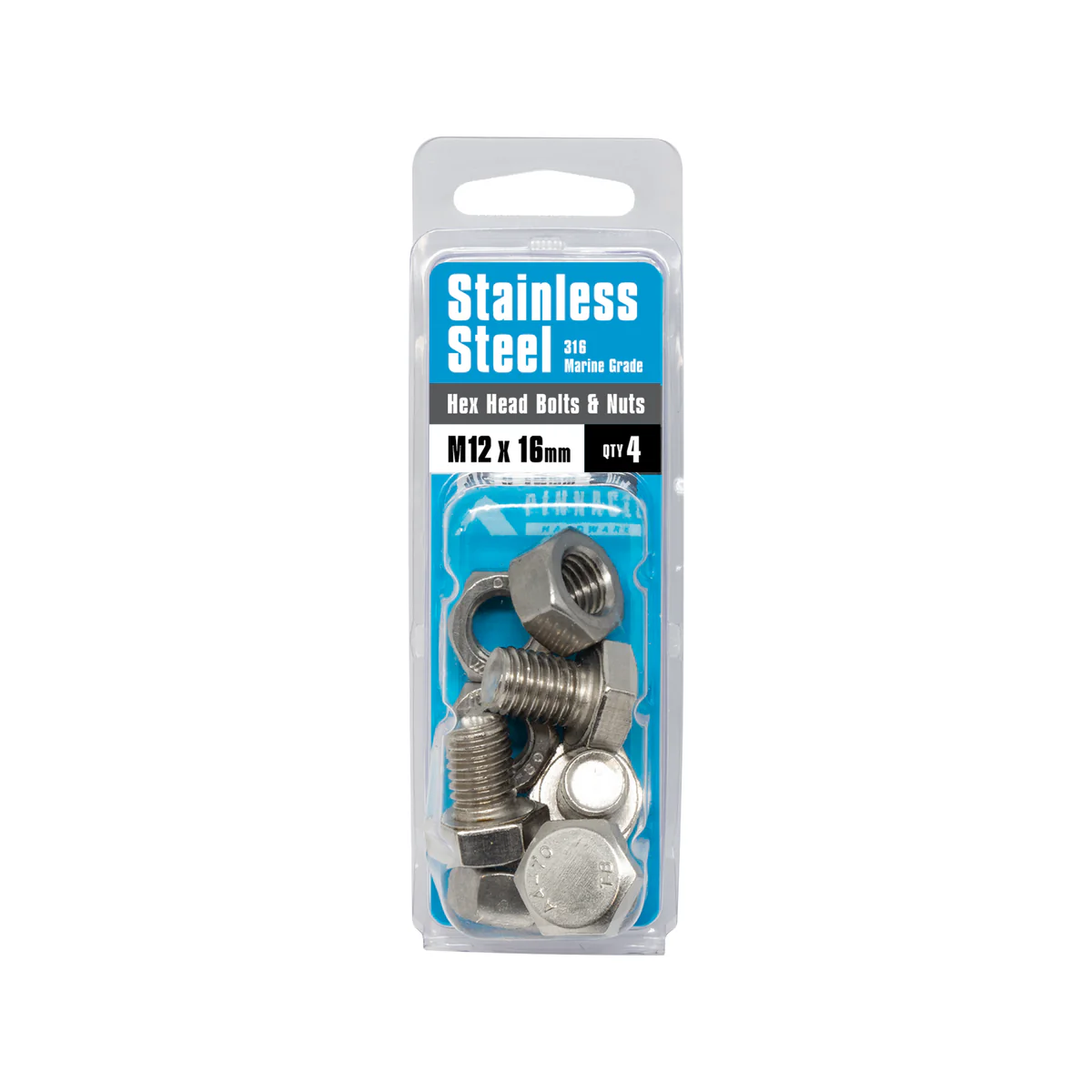 Pinnacle Hex Head Bolts - M12 x 16mm - Stainless Steel - 4 Pack - Image 3