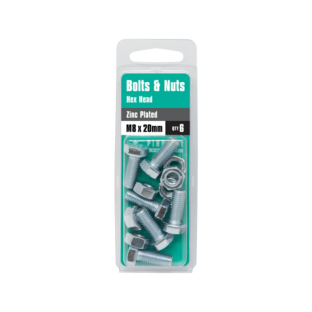 Pinnacle M8 Zinc Plated Hex Head Bolts and Nuts 6 Pack - 20mm - Image 3