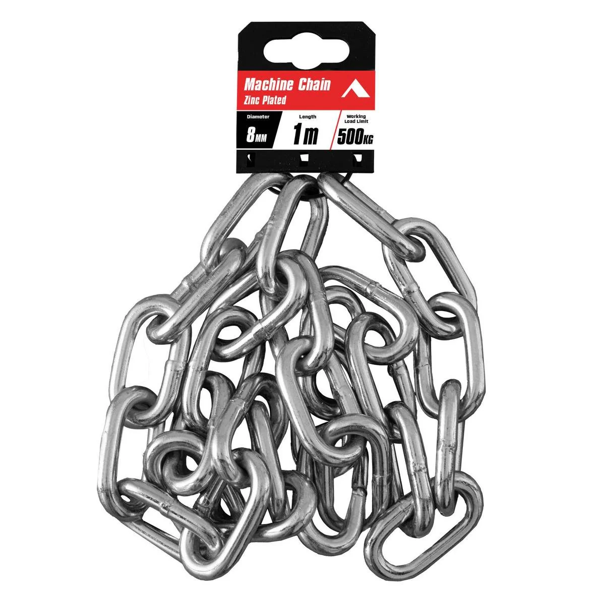 Pinnacle Zinc Plated Machine Chain - 8mm x 1m - Silver - 500kg Load Rating