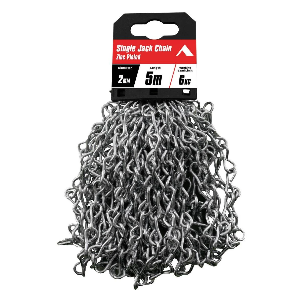Pinnacle Zinc Plated Single Jack Chain 2mm x 5m - Silver - 6kg Load Rating