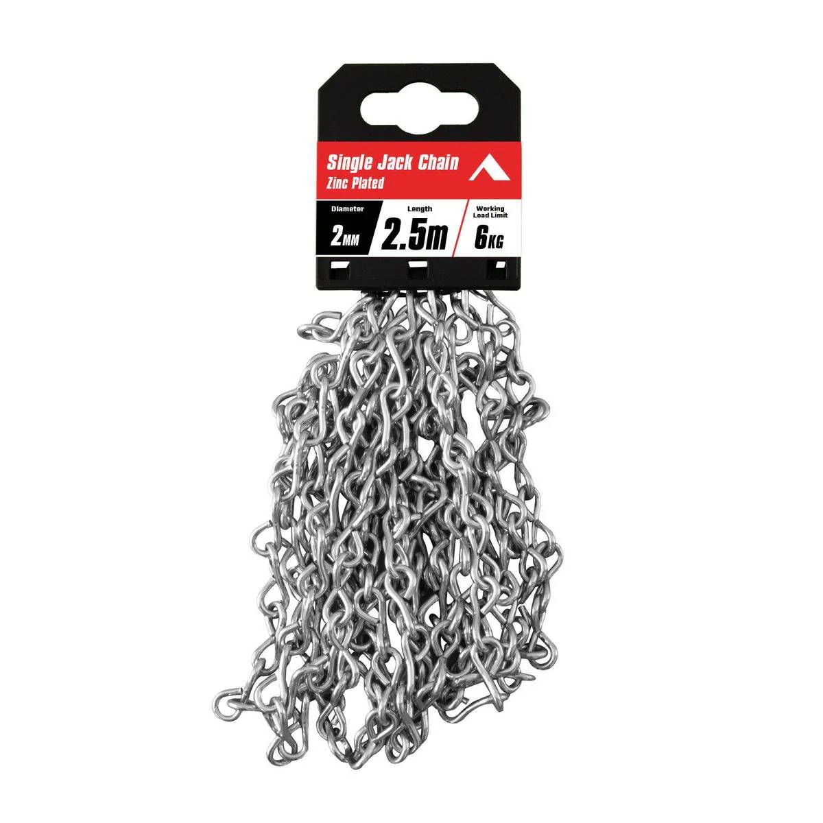 Pinnacle Zinc Plated Single Jack Chain 2mm x 5m - Silver - Rust Resistant