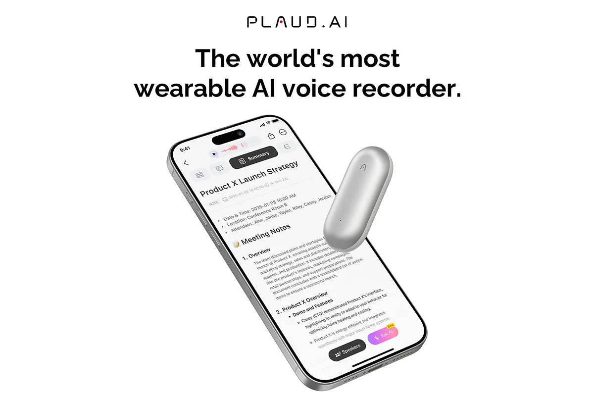 PLAUD NotePin AI Voice Recorder - Lunar Silver, Smart Transcription - Image 3