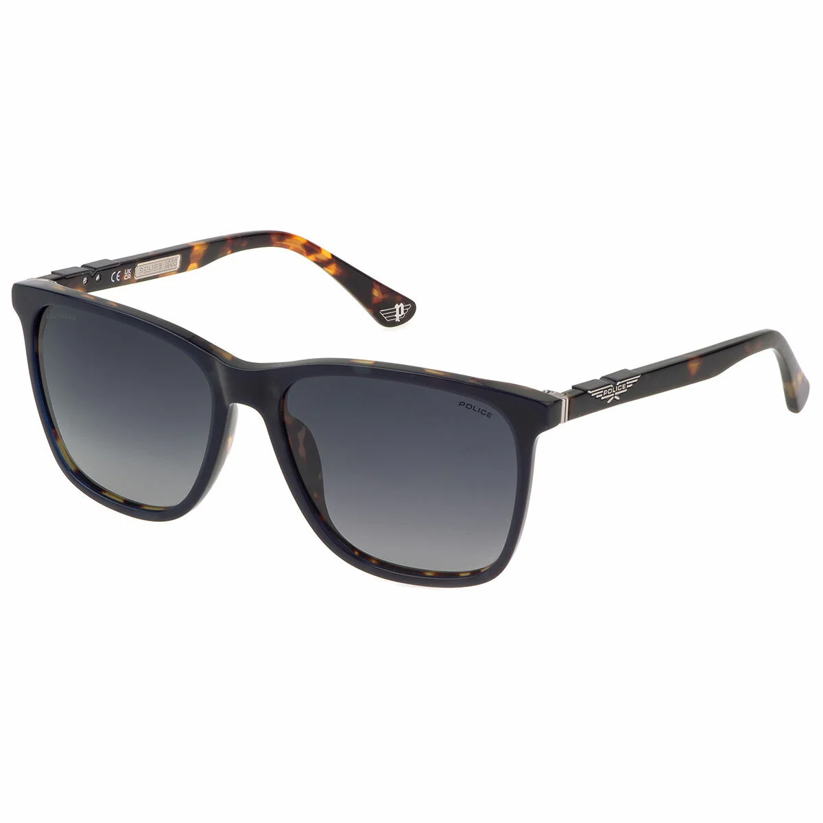 Police SPL872Z 59ADTZ Men's Polarised Square Stylish Sunglasses Blue Havana