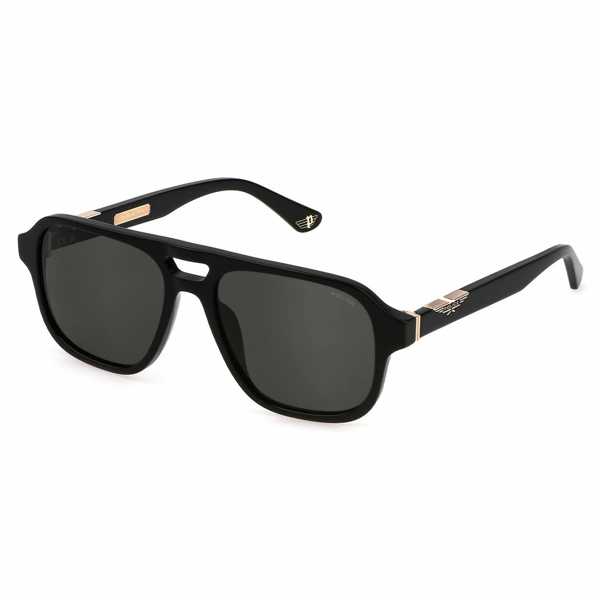 Police Men's Navigator Sunglasses SPLL83 56700P Black Acetate Smoke
