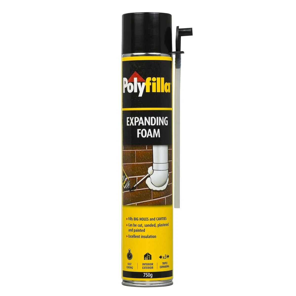 Poly 750g Expanding Foam - Polyurethane Foam - Fast Curing - Paintable