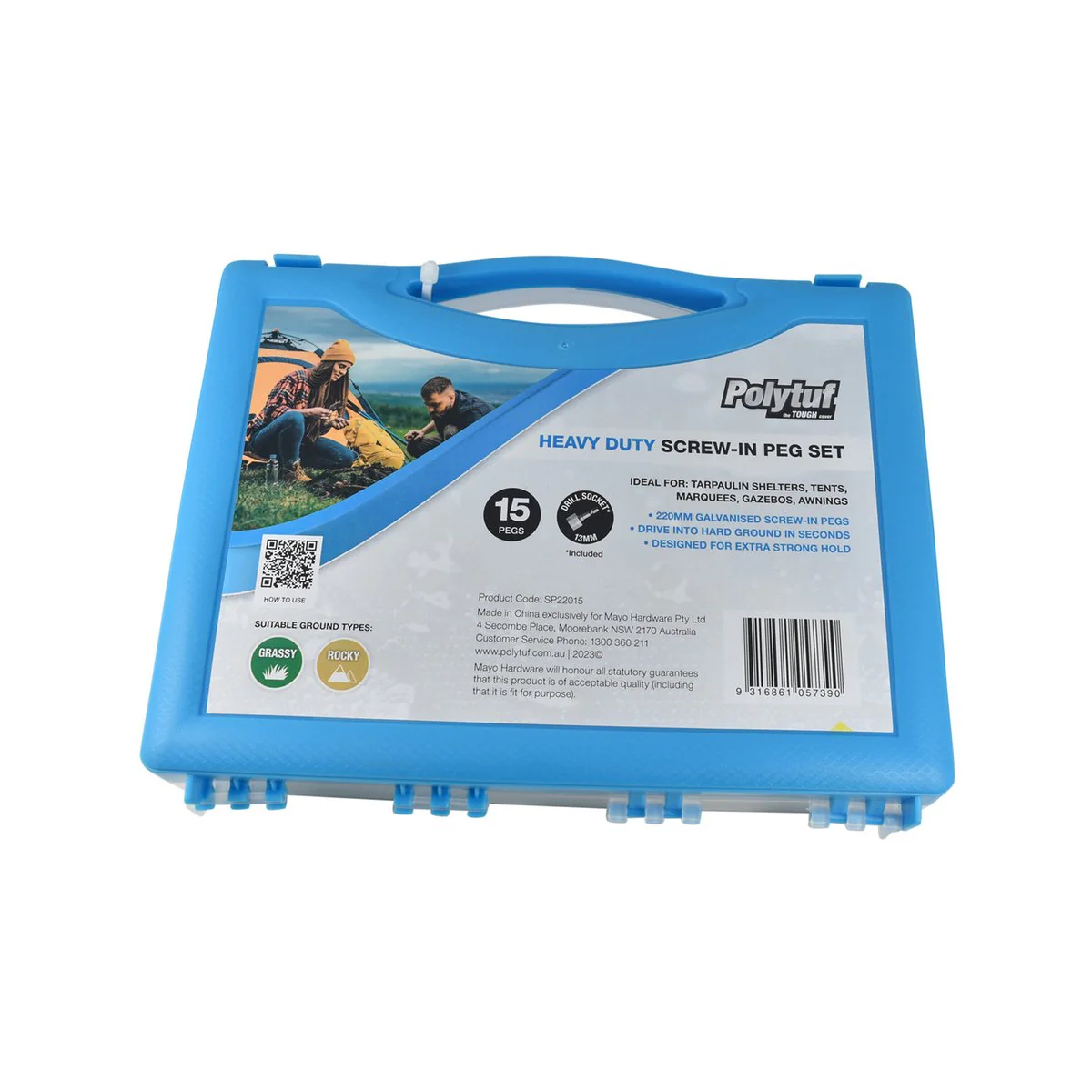 Polytuf Heavy Duty Screw in Peg 15 Pack - 220mm - Rust Resistant - Blue - Image 2