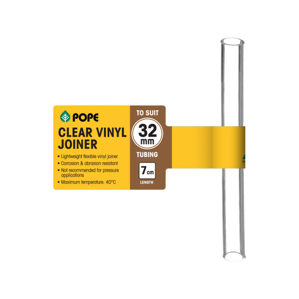Pope Clear Vinyl Tubing Joiner - 32mm x 7cm - Low-Pressure Liquid Transfer