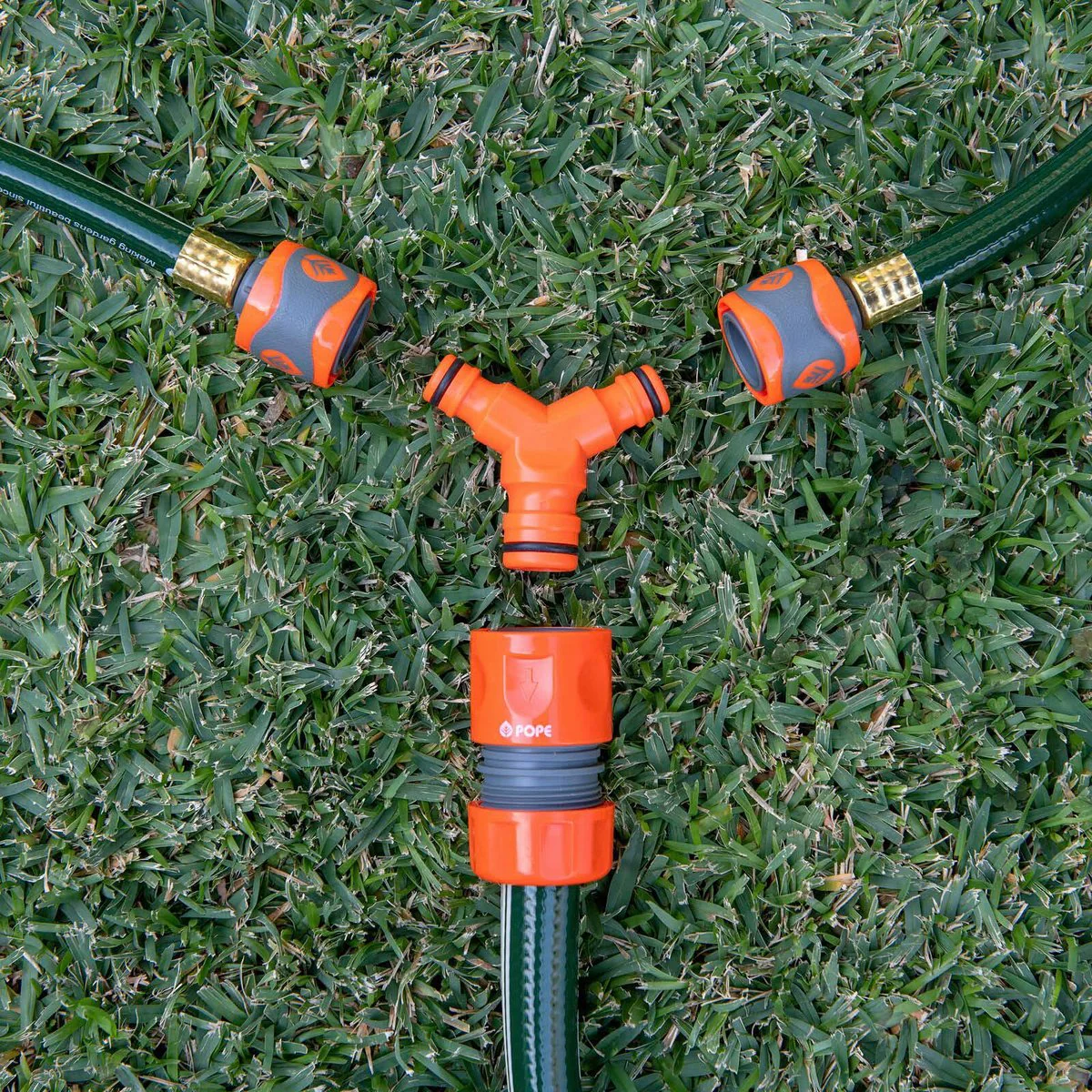 Pope Hose Coupler 18mm to 2 x 12mm - Orange - Lightweight - Leak Resistant - Image 2