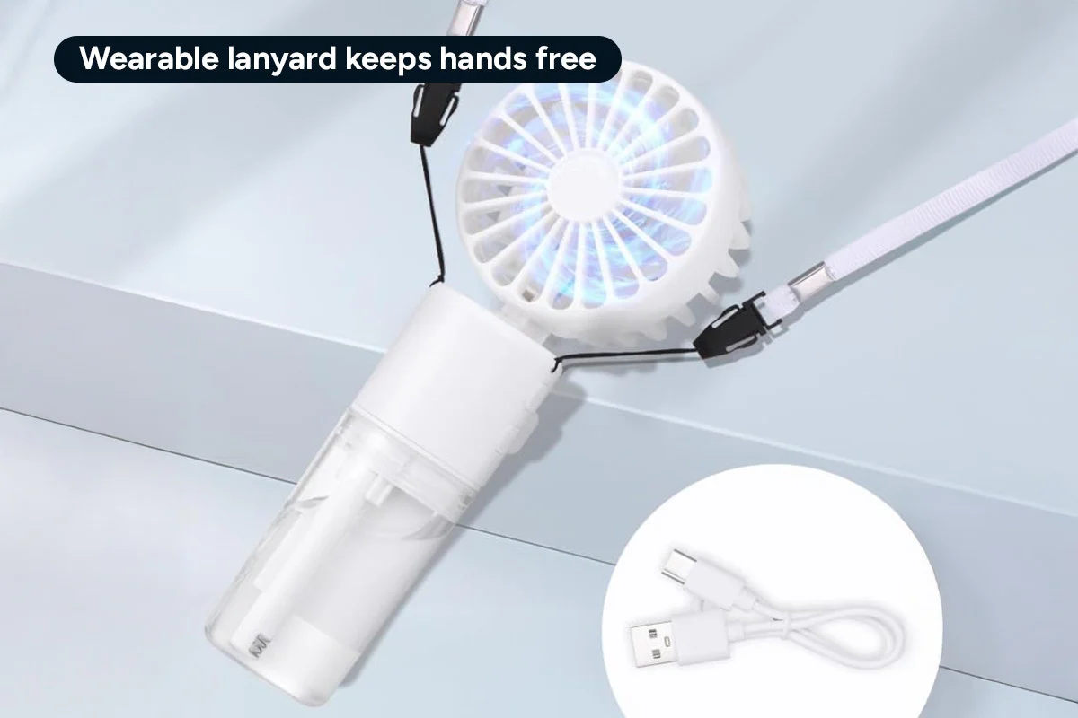 Portable Handheld Misting Fan with 4-Speed Airflow & Rechargeable Battery - Image 10