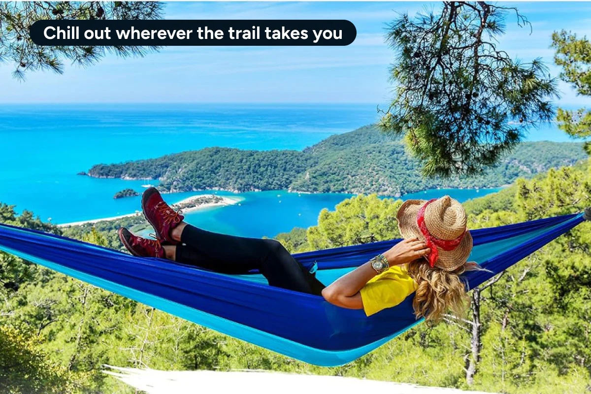 Portable Lightweight Hammock 270 x 140cm with Straps and Carabiners - Image 10