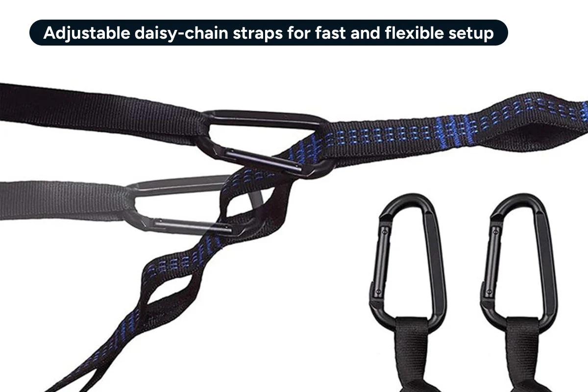Portable Lightweight Hammock 270 x 140cm with Straps and Carabiners - Image 6